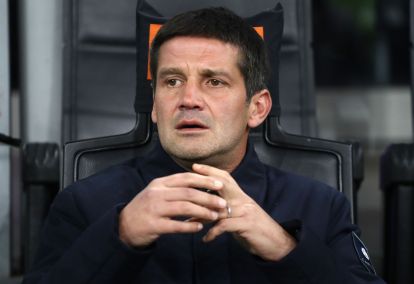 MILAN, ITALY - OCTOBER 29: FC Internazionale coach Cristian Chivu looks on during the Serie A match between FC Internazionale and ACF Fiorentina at Giuseppe Meazza Stadium on October 29, 2025 in Milan, Italy. (Photo by Marco Luzzani/Getty Images)