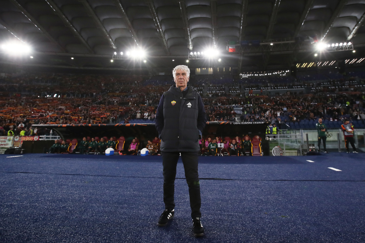 ROME, ITALY - OCTOBER 23: Gian Piero Gasperini, Head Coach of AS Roma, looks on prior to the UEFA Europa League 2025/26 League Phase MD3 match between AS Roma and FC Viktoria Plzen at Stadio Olimpico on October 23, 2025 in Rome, Italy. (Photo by Paolo Bruno/Getty Images)